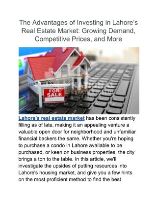 The Advantages of Investing in Lahore’s Real Estate Market_ Growing Demand, Competitive Prices, and More