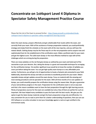 Concentrate on 1st4sport Level 4 Diploma in Spectator Safety Management Practice