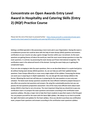 Concentrate on Open Awards Entry Level Award in Hospitality and Catering Skills