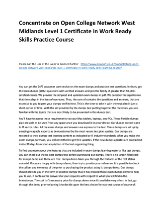 Concentrate on Open College Network West Midlands Level 1 Certificate in Work Re