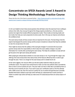 Concentrate on SFEDI Awards Level 3 Award in Design Thinking Methodology Practic