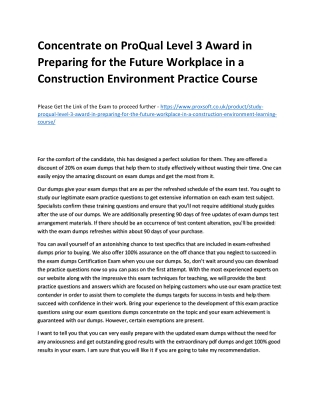 Concentrate on ProQual Level 3 Award in Preparing for the Future Workplace in a