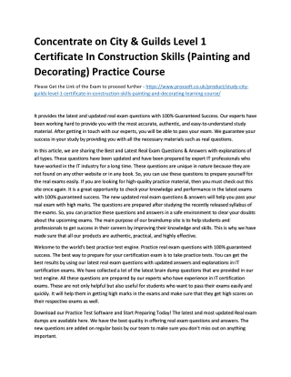 Concentrate on City & Guilds Level 1 Certificate In Construction Skills (Paintin