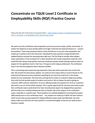 Concentrate on TQUK Level 2 Certificate in Employability Skills (RQF) Practice C