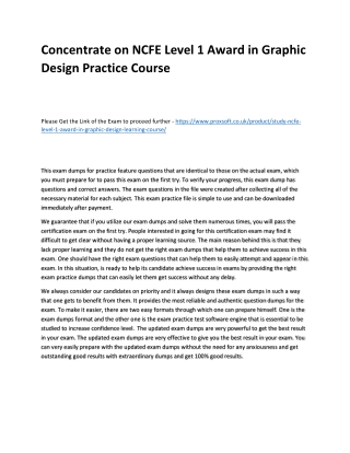 Concentrate on NCFE Level 1 Award in Graphic Design Practice Course