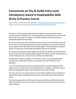 Concentrate on City & Guilds Entry Level Introductory Award in Employability Ski