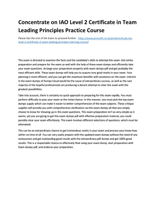 Concentrate on IAO Level 2 Certificate in Team Leading Principles Practice Cours