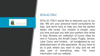 Best Travel Consultants for Italy Tour - IDYLLIC ITALY