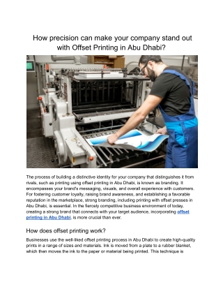 How precision can make your company stand out with Offset Printing in Abu Dhabi