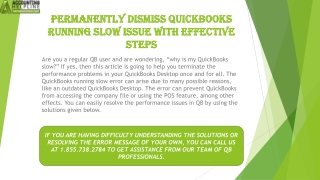 A quick and easy troubleshooting guide to resolve QuickBooks Running Slow issue