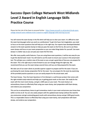 Success Open College Network West Midlands Level 2 Award in English Language Ski