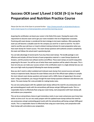 Success OCR Level 1/Level 2 GCSE (9-1) in Food Preparation and Nutrition Practic