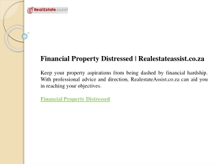 Financial Property Distressed  Realestateassist.co.za