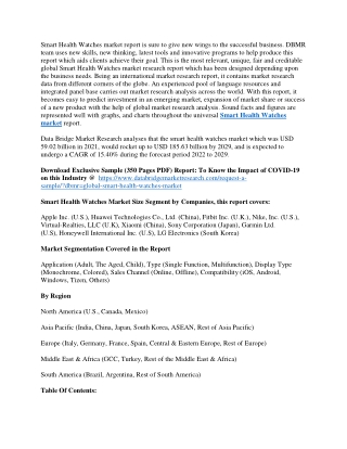 Smart Health Watches Market