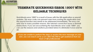 An effective way to fix QuickBooks Error 12007