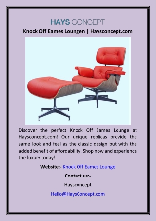 Knock Off Eames Loungen  Haysconcept