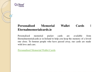 Personalised Memorial Wallet Cards  Eternalmemorialcards.ie