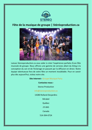 Fête de la musique de groupe  Stéréoproduction.ca