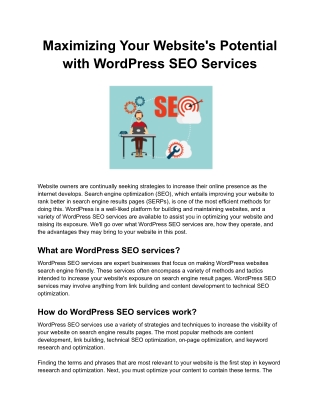 Maximizing Your Website's Potential with WordPress SEO Services