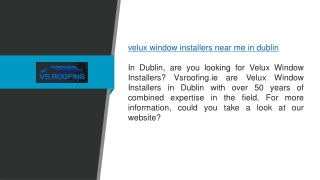 Velux Window Installers Near Me in Dublin Vsroofing.ie