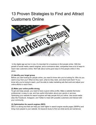 13 Proven Strategies to Find and Attract Customers Online