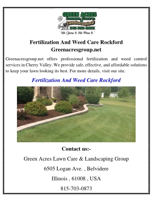 Fertilization And Weed Care Rockford  Greenacresgroup.net