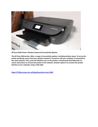 HP Envy 5540 Printer  Wireless Setup and Connectivity Options