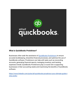 What is QuickBooks ProAdvisor (1)