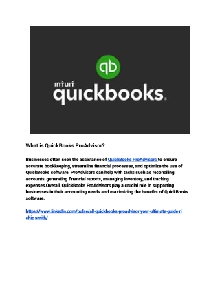 What is QuickBooks ProAdvisor (1)