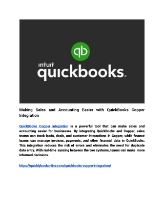 Making Sales and Accounting Easier with QuickBooks Copper Integration