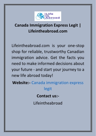 Canada Immigration Express Legit  Lifeintheabroad