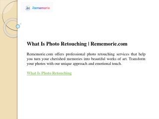 What Is Photo Retouching  Rememorie.com