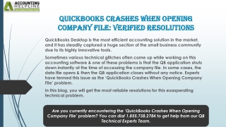 A quick fix guide for QuickBooks Crashes When Opening Company File issue