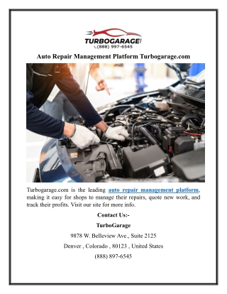 Auto Repair Management Platform Turbogarage.com