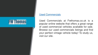 Used Commercials  Fwthomas.co.uk