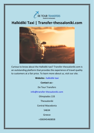 Halkidiki Taxi  Transfer-thessaloniki