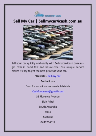 Sell My Car  Sellmycar4cash.com