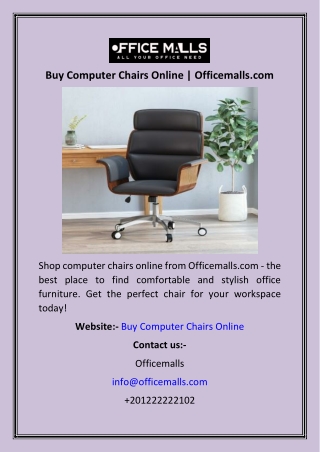 Buy Computer Chairs Online  Officemalls