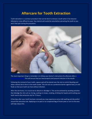 Aftercare for Tooth Extraction
