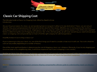 Classic Car Shipping Cost