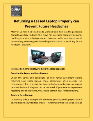 Returning a Leased Laptop Properly can Prevent Future Headaches