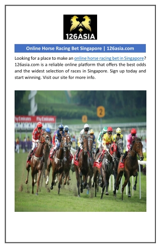 Online Horse Racing Bet Singapore | 126asia.com