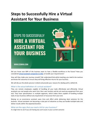 Steps to Successfully Hire a Virtual Assistant for Your Business