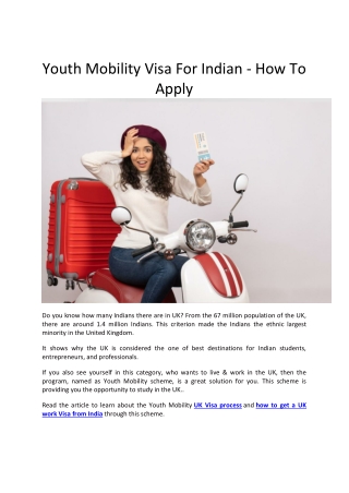 Youth Mobility Visa For Indian-How To Apply