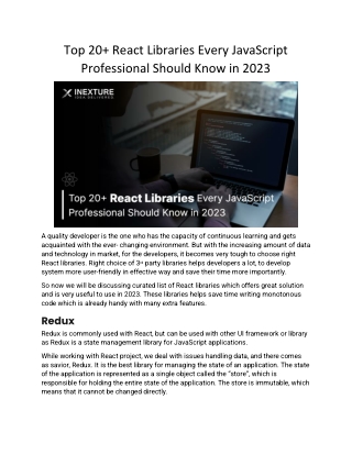Top 20  React Libraries Every JavaScript Professional Should Know in 2023