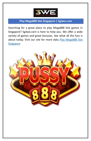 Play Mega888 Slot Singapore | Sg3we.com