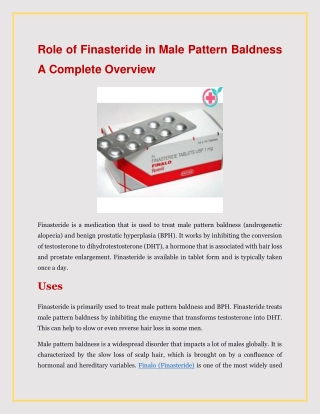 Role of Finasteride in Male Pattern Baldness A Complete Overview