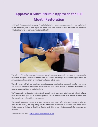 Approve a More Holistic Approach for Full Mouth Restoration
