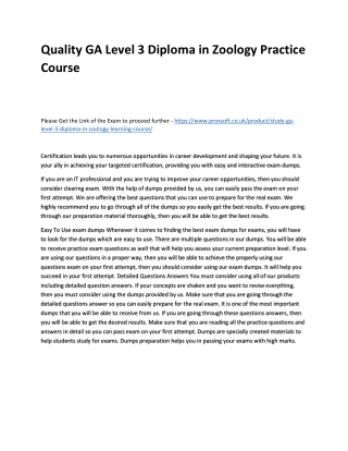 Quality GA Level 3 Diploma in Zoology Practice Course