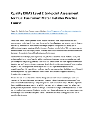 Quality EUIAS Level 2 End-point Assessment for Dual Fuel Smart Meter Installer P